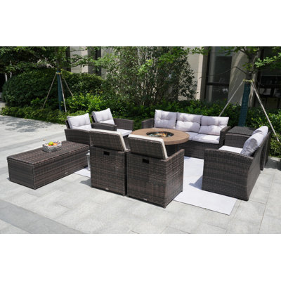 Areefa 9 - Person Patio Conversation Set with Cushions
