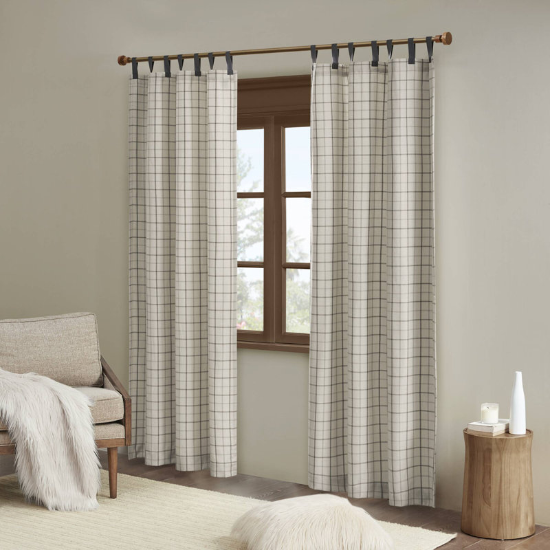 Panneau de rideau simple à tablier en similicuir avec doublure en polaire Anaheim, Naturel, L 50 po x L 84 po