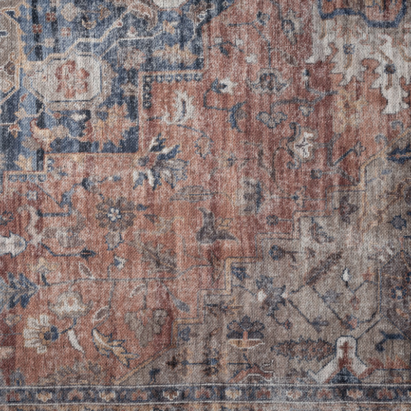 Kuhlman Oriental Machine Washable Rust/Orange Area Rug, Runner 1'11" x 7'2"