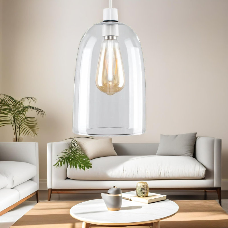 23cm H Glass Pendant Shade in White