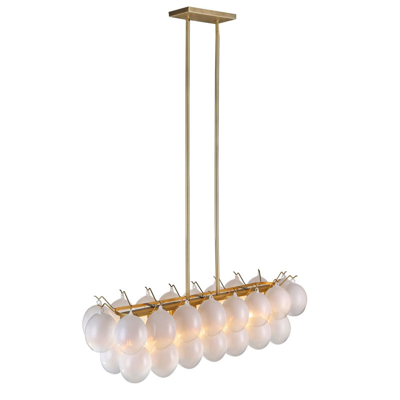 Globo - 8-Light Island Light - Glass/Brass, Milky White