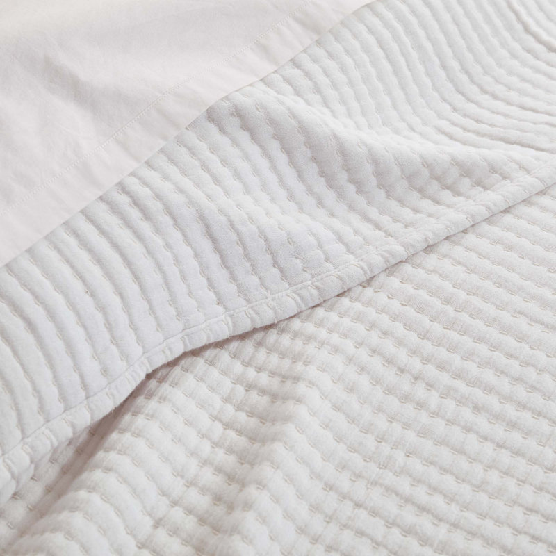 Caden Cotton Gauze Coverlet Set,  Bright White, Twin Coverlet / Bedspread + 1 Standard  Sham