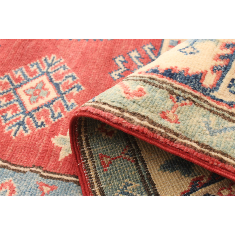 Tapis unique en laine noué à la main de style Gazni rouge / or des années 2010 de 5 pi 2 po x 7 pi Qaiden