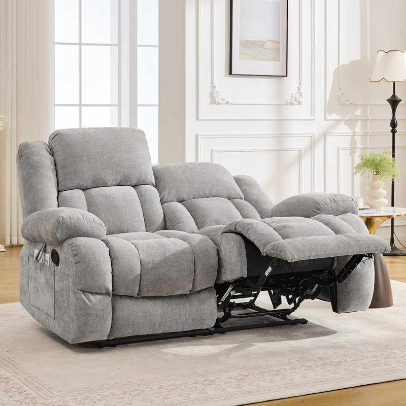 Canapé Hadiya 2 places 66,1 cm de large, ultra doux, inclinable à la main, Gris chenille