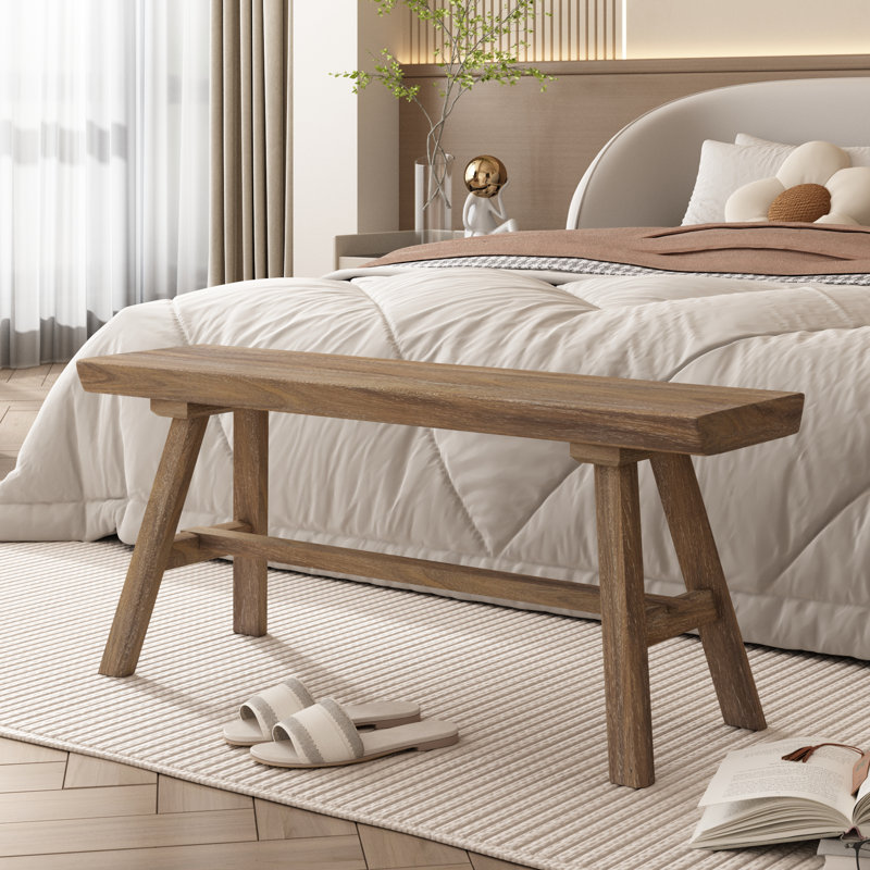 Banc de hall d'entrée en bois massif naturel, H 16,5 po x l 39,3 po x P 11 po