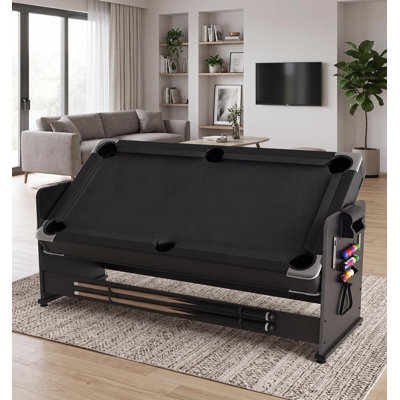 7ft 3-in-1 Multi-Game Table Combo: Air Hockey, Billiards & Ping Pong, High-Performance Air Flow, Easy Flip Top, Integrated Storage & Full Accessories for Game Room， Red