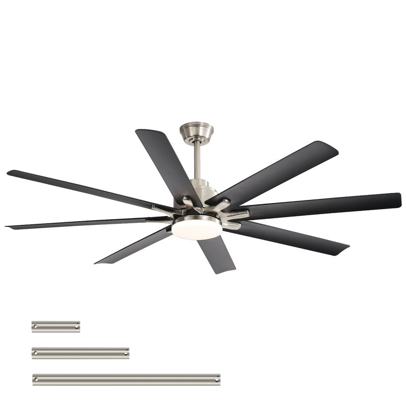 52-Inch Smart Ceiling Fan With Lights, Black, Brushed Nickel