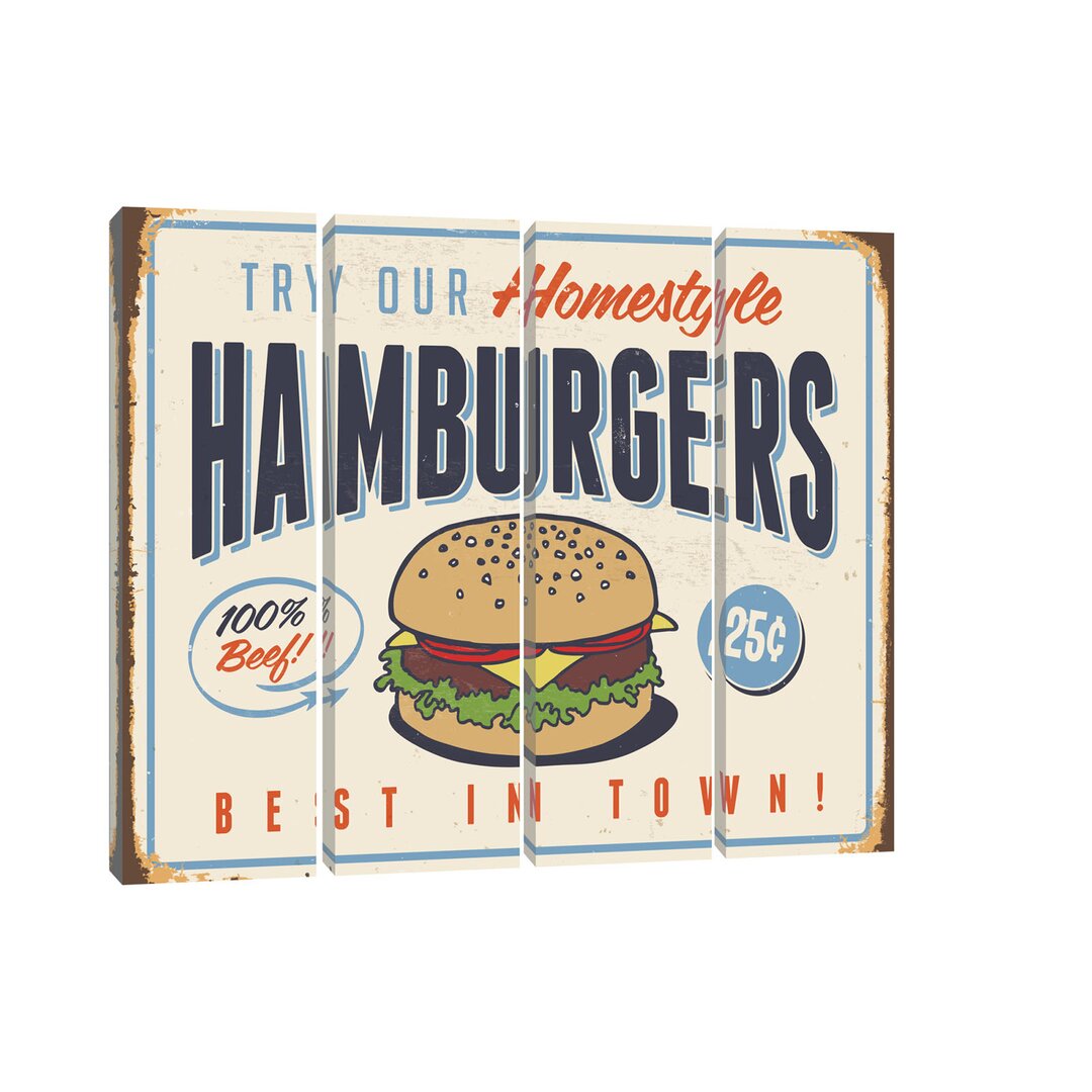 4-tlg. Leinwandbilder-Set Fast Food Best Hamburgers