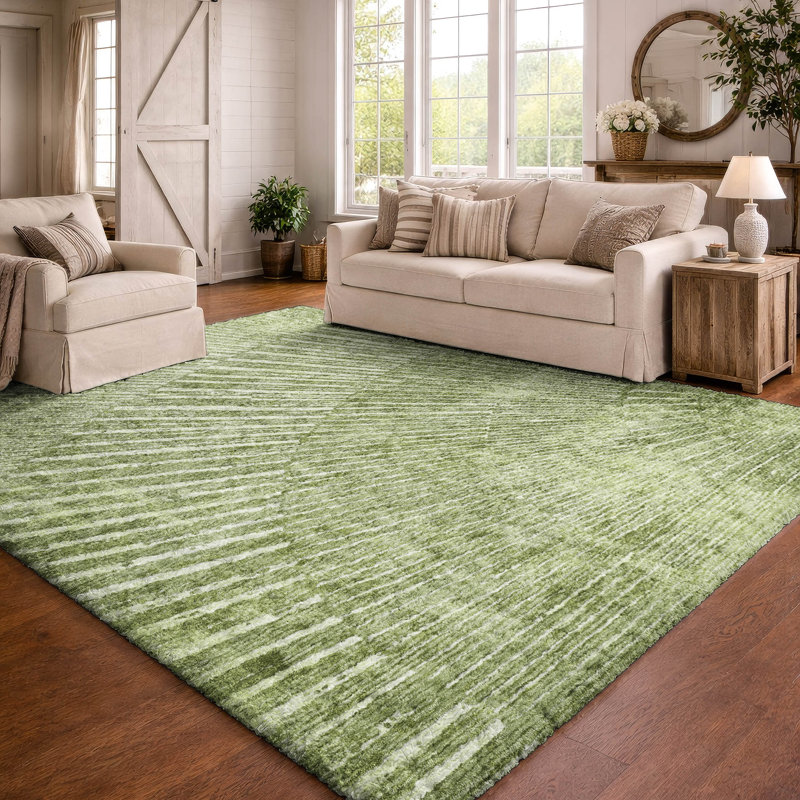 Premium Machine Washable Dream Shag ADS542 Fan-Like Rug, 10' x 14', Sage