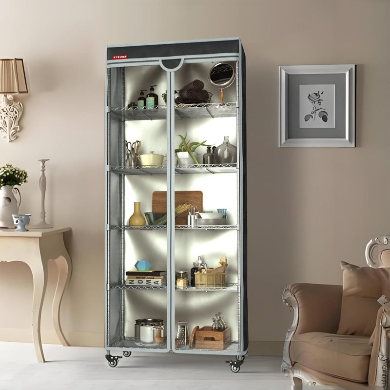 Housse en fil métallique avec façade en PVC transparent - Protection contre les rayons UV et la poussière pour tablettes de rangement de 36 po x 24 po x 72 po, organisateur de garage et de sous-sol