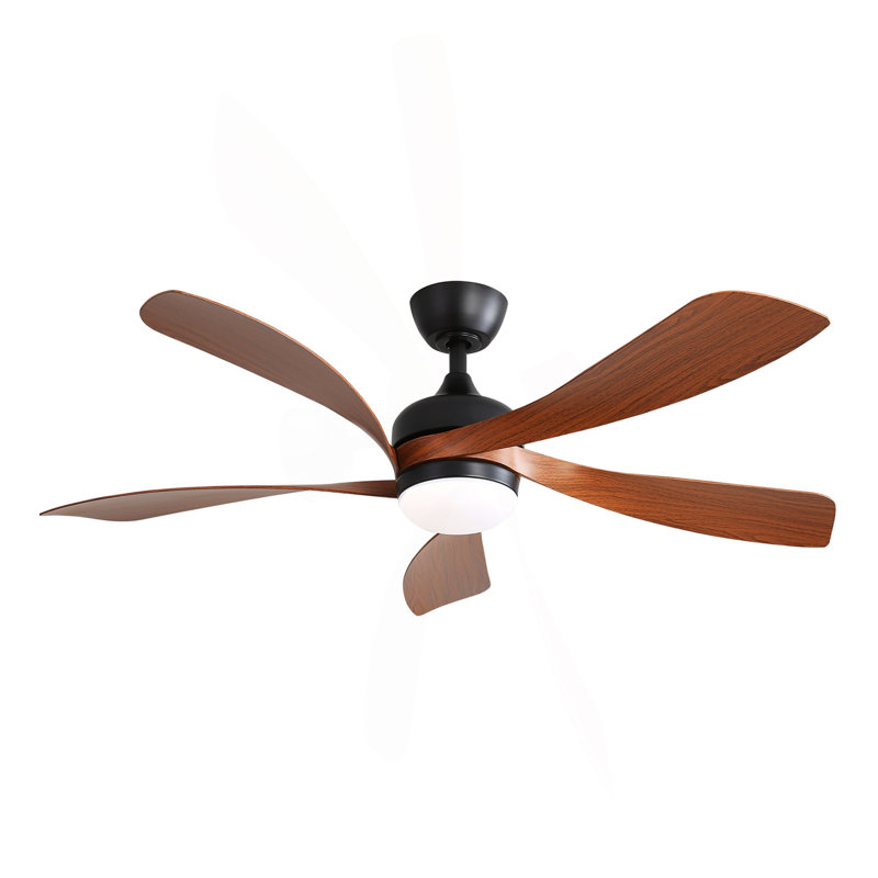 52 Inch Indoor Ceiling Fan With 3 Color Dimmable 5 ABS Blades Remote Control Reversible DC Motor Black With Led Light, Black