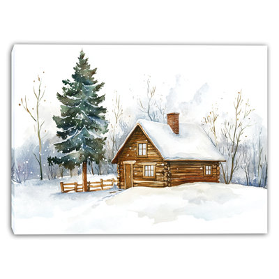 Winter Cabin Serenity Wrapped Canvas Wall Art