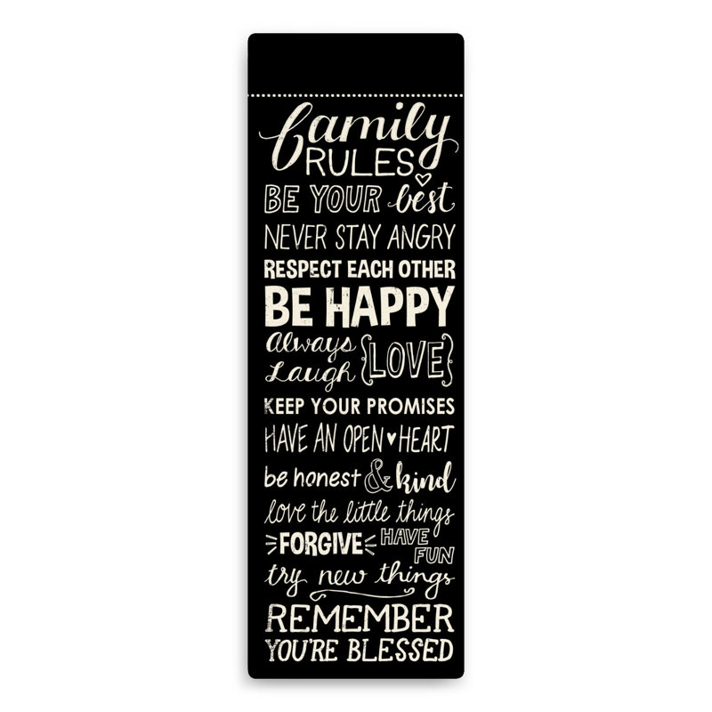 « family rules », art textuel personnalisé sur toile