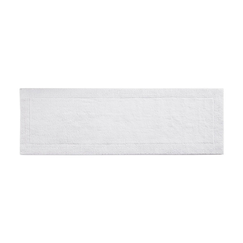24X72" 100% Cotton Bath Rug, 3000 Gsm, White, Reversible, & Inviting Look, Machine Washable 24X72", Stylish Functional,