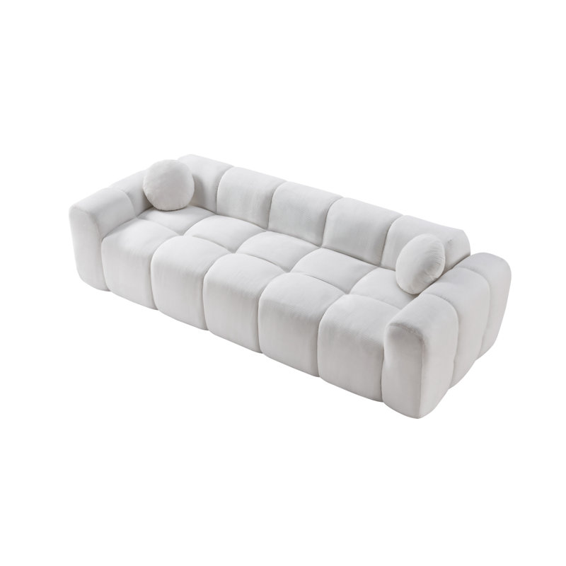 Très grand canapé à compression 98,4 po, canapé en velours côtelé nuage pour le salon, canapé rembourré 4 places avec 2 coussins, emballé sous vide et facile à déplacer pour les petits espaces, appartement, studio