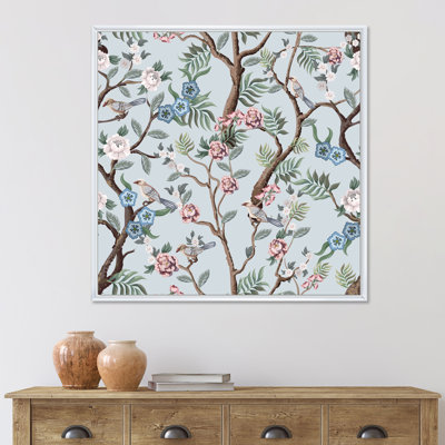 Chinoiserie avec oiseaux et pivoines X - peinture sur toile