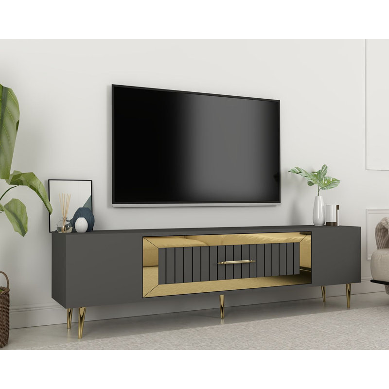 Olivia Unfinished TV Stand for TVs up to 60", Grey/Gold