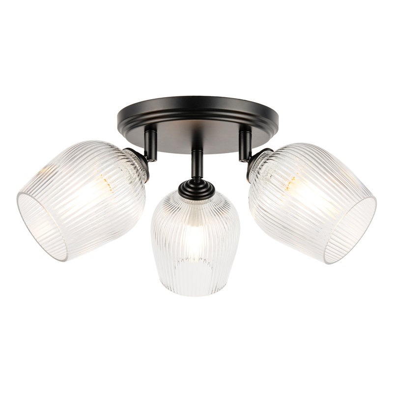 Glass Semi Flush Mount, Matte Black
