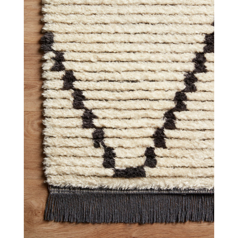 Chris Loves Julia x Loloi Alice Geometric Cream/Charcoal Rug, Rectangle 2'7" x 4'