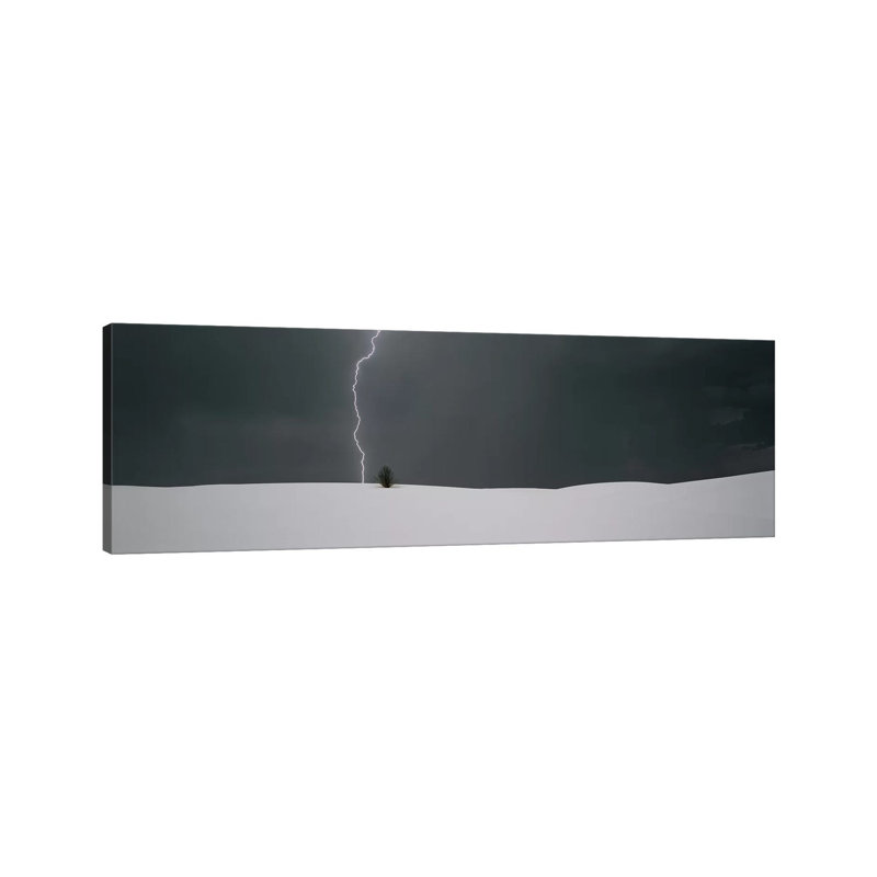 A Lone Lightning Bolt, White Sands National Monument, New Mexico, USA - Wrapped Canvas Panoramic Print