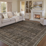 Vintage Floral Area Rug in Brown