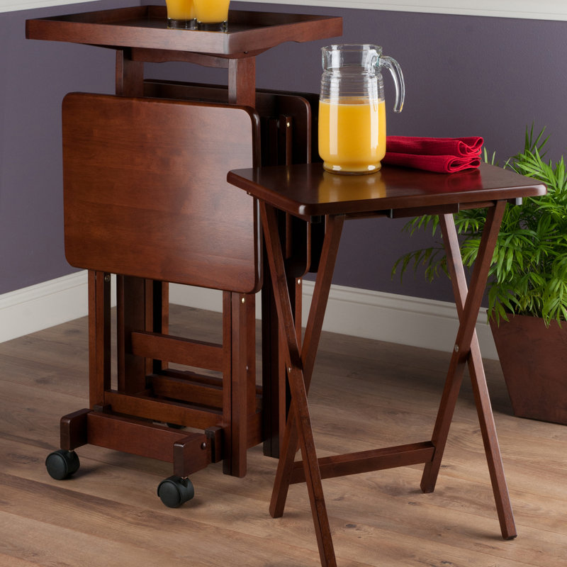Ensemble de 6 tables-plateaux Palko, Noyer