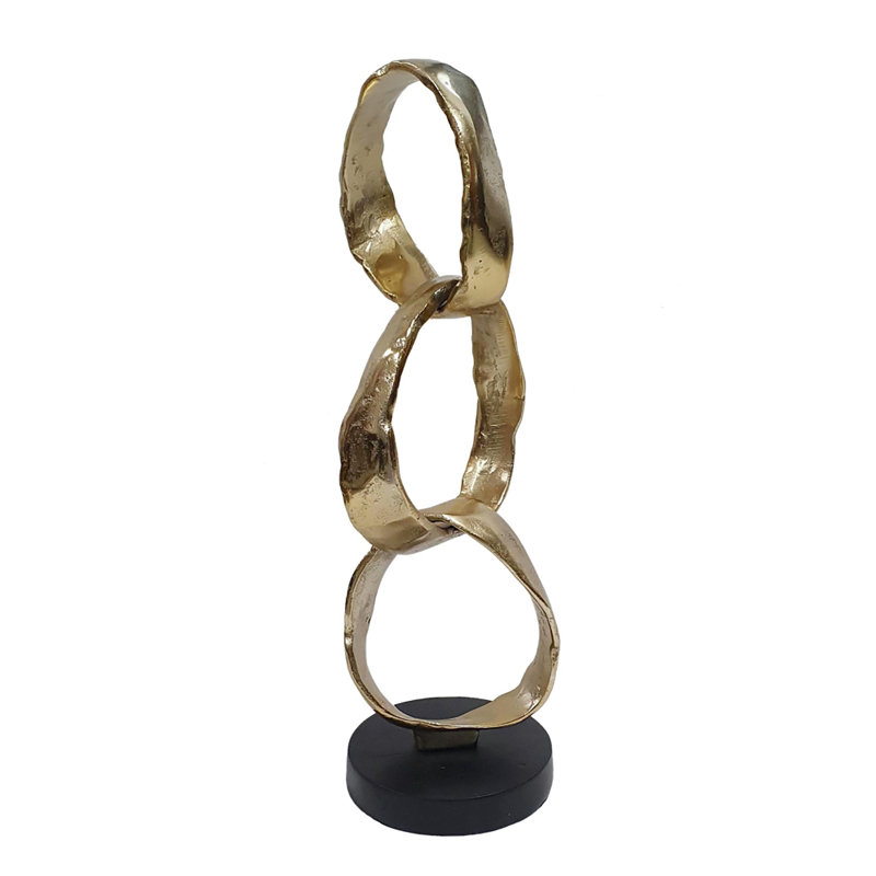 Interlocking Rings Decorative Sculpture - 7x6x18.5" - Gold