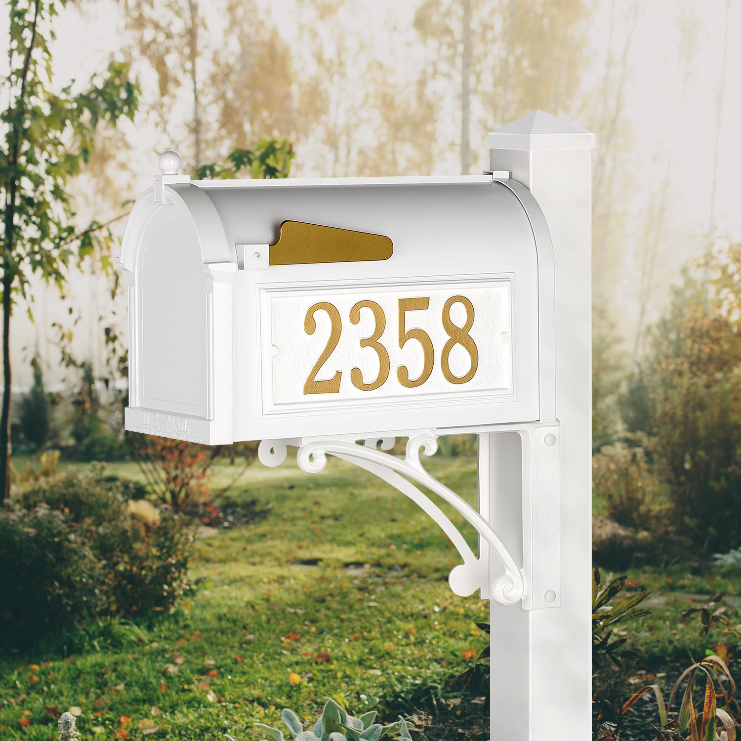 Superior Post-Mounted Mailbox, White, Yes