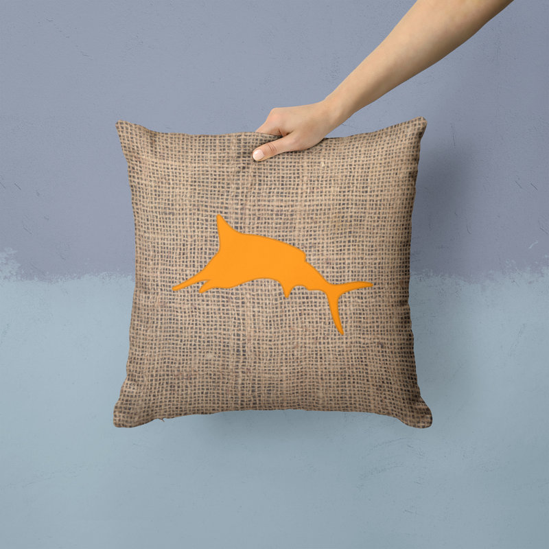 Coussin décoratif intérieur / extérieur Marlin, H 14 po x l 14 po x P 4 po, Orange