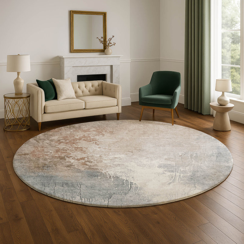 Premium Machine Washable Stallings AMF1842 Abstract Rug, Round 8'