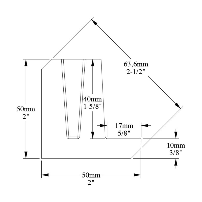 Couronne haute densité 2 po x 2 po x 78 3/4 po