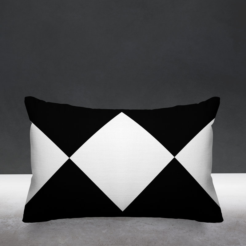 Coussin décoratif à motif géométrique intérieur / extérieur Alexis Diamond, Noir