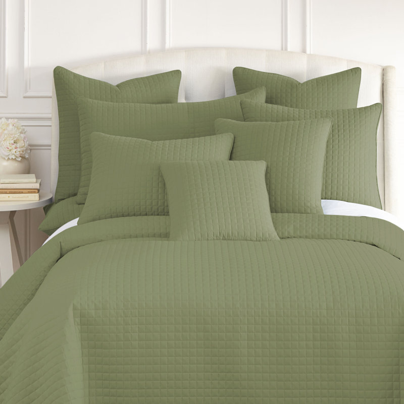 Southshore Fine Linens Vilano Quilted Sham Covers, Double-Brushed Microfiber Square-Stitched Pillow Shams with Piped Edges, Set of 2, 20" x 36" , Sage Green
