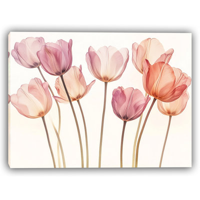 «Pink Garden Tulips», impression sur toile florale