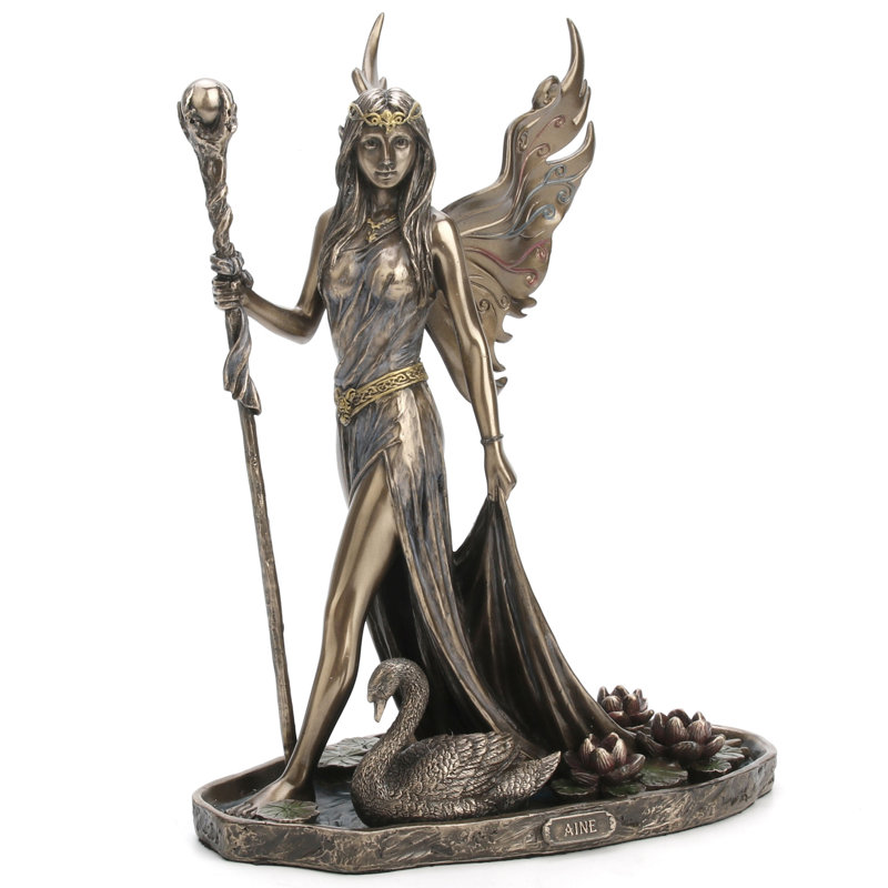 Statue d'étagère traditionnelle Aine, reine des fées, finition bronze, en polyrésine, 22,2 cm de hauteur