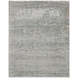High-Quality Hand-Knotted Silver And Aqua Area Rug