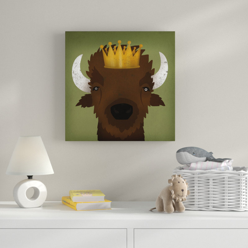 « buffalo iii avec couronne », art sur toile, H 14 po x l 14 po x P 2 po