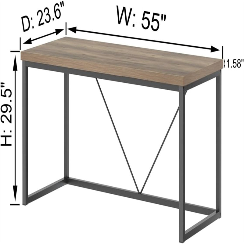 Cianciulli Metal Base Writing Desk, Oak, 29.49" H x 55" W x 23.58" D