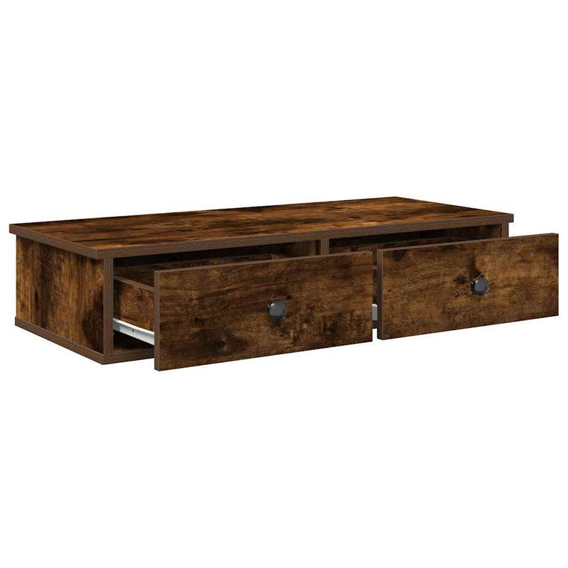 113-9 Wall Mounted Shelf, Smoked oak, 17cm H x 80cm W x 31cm D