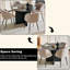 Ensemble de table de salle à manger noire pour chaises de cuisine cannelées rondes de 4 po et 43 po | Sherpa revêtu de tissu d'ameublement, fauteuils demi-tonneau, siège de style Mid-Century moderne, placage de bois et plateau de table en deux parties, base piédestal-132279705-132279709