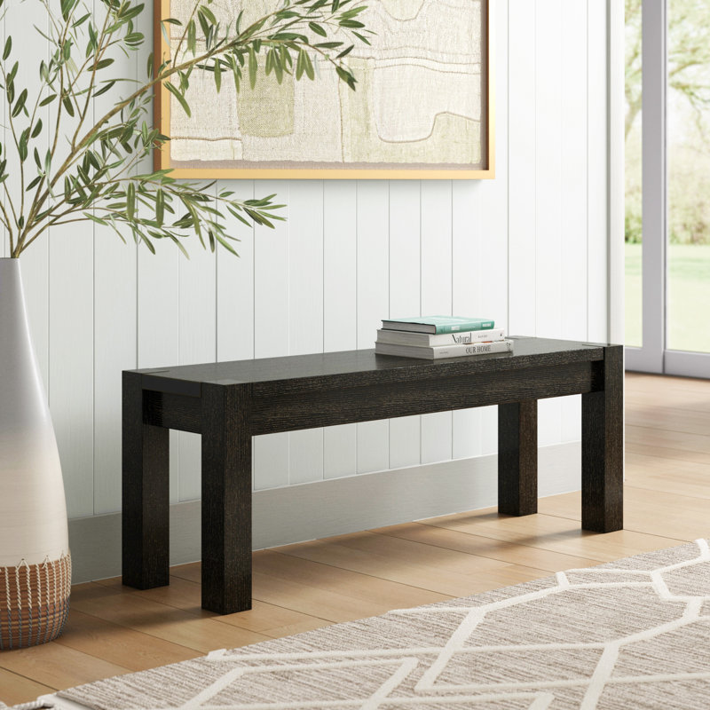 Banc en bois massif Kaicey, Gris foncé