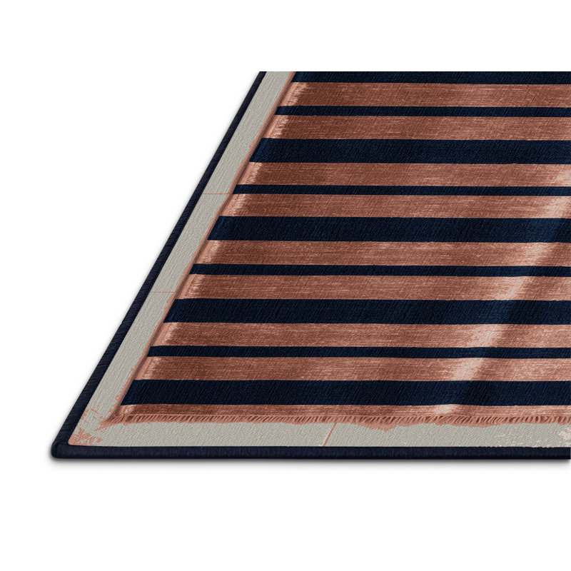 Tapis gris à rayures horizontales lavable à la machine, Carré 7 pi