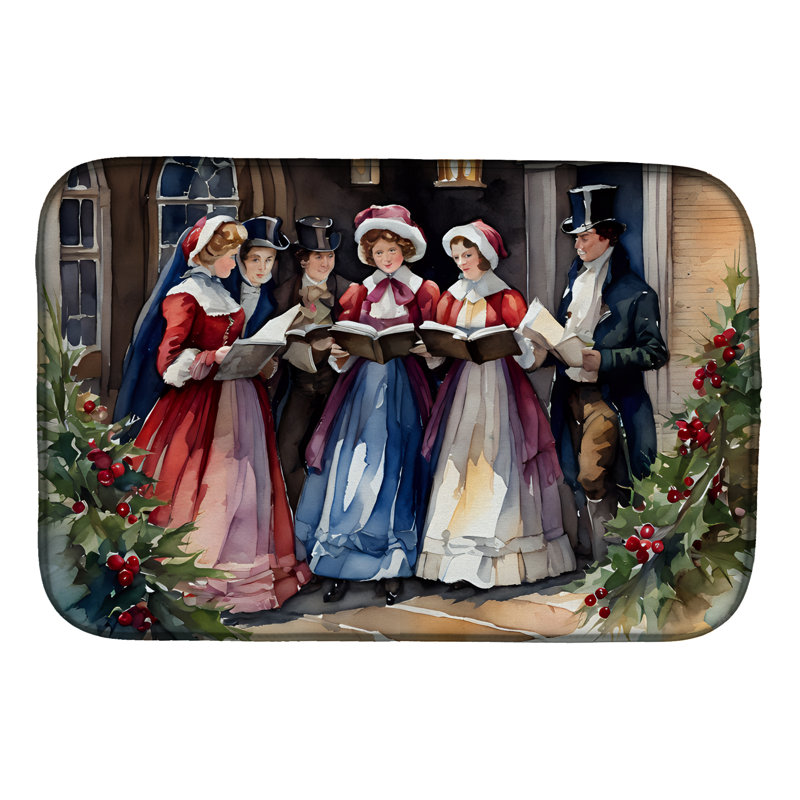 Christmas Carolers Dish Drying Mat