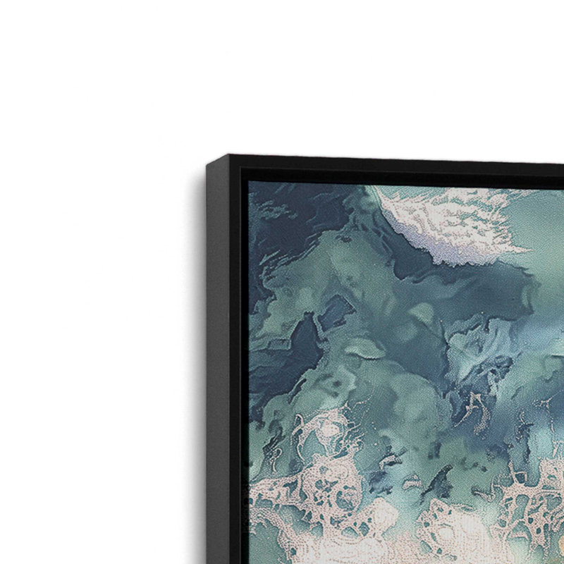 _ Reproduction aérienne sur toile Shoreline, H 22 po x l 32 po x P 1,75 po, Cadre flottant noir satiné