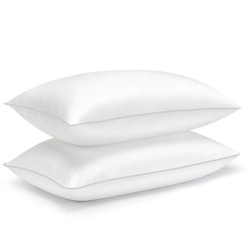 Wrinkle-Resistant & Dust-Proof Queen Down Alternative Pillows - Premium Bed Pillows with Luxurious Sheen, Breathable & Skin-Friendly Cover