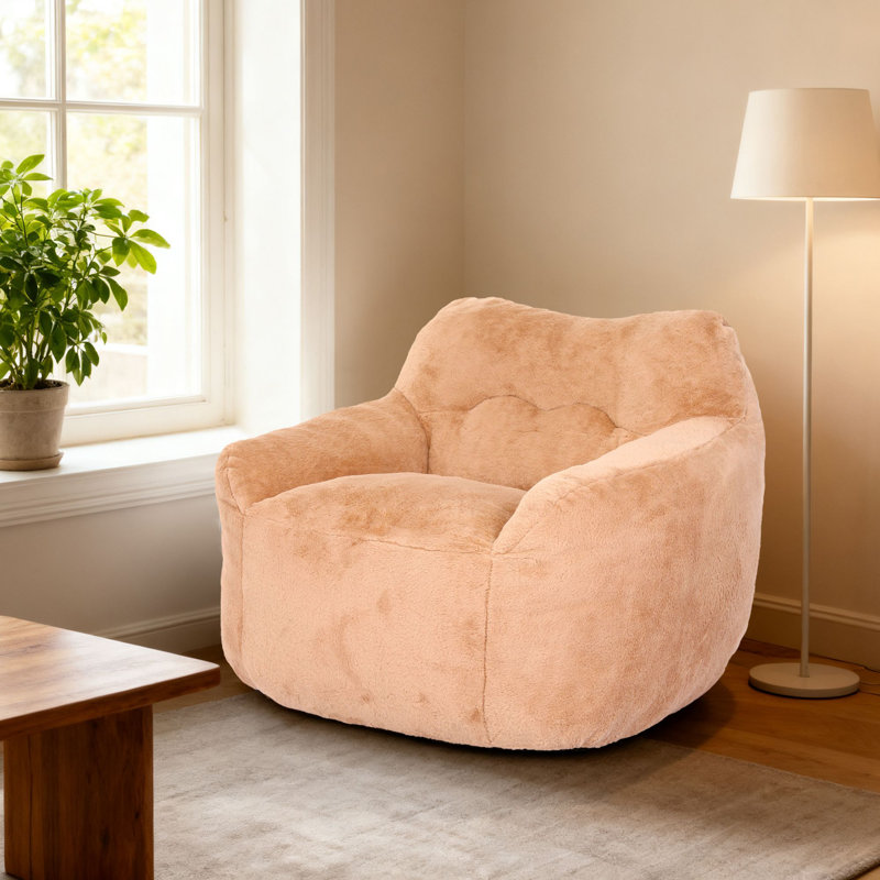 Fauteuil à billes Comfy, Fausse fourrure brune