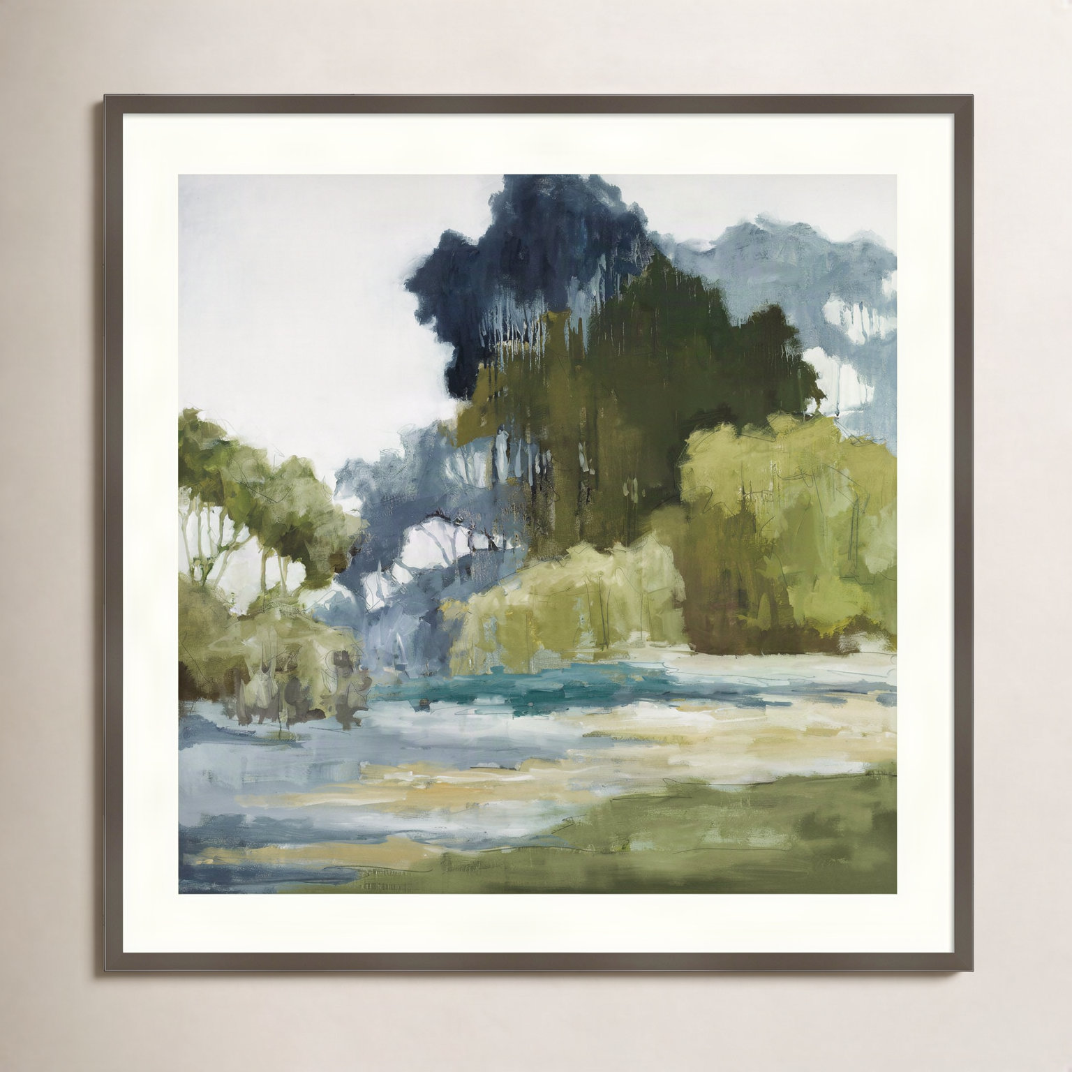 Bean Fields Tall Trees Print, 41" H x 41" W, Gray Framed Paper