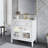 35.6" Mid-Century Bathroom Vanity Sink with Patterned Glass and Motion-sensor Light Strip