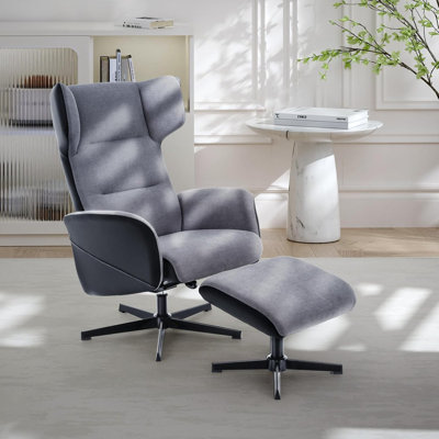Recliner Chair With Ottoman, Recliner Sofa Home Theater Seating With Footrest, 360° Swivel Reclining Recliner Chair