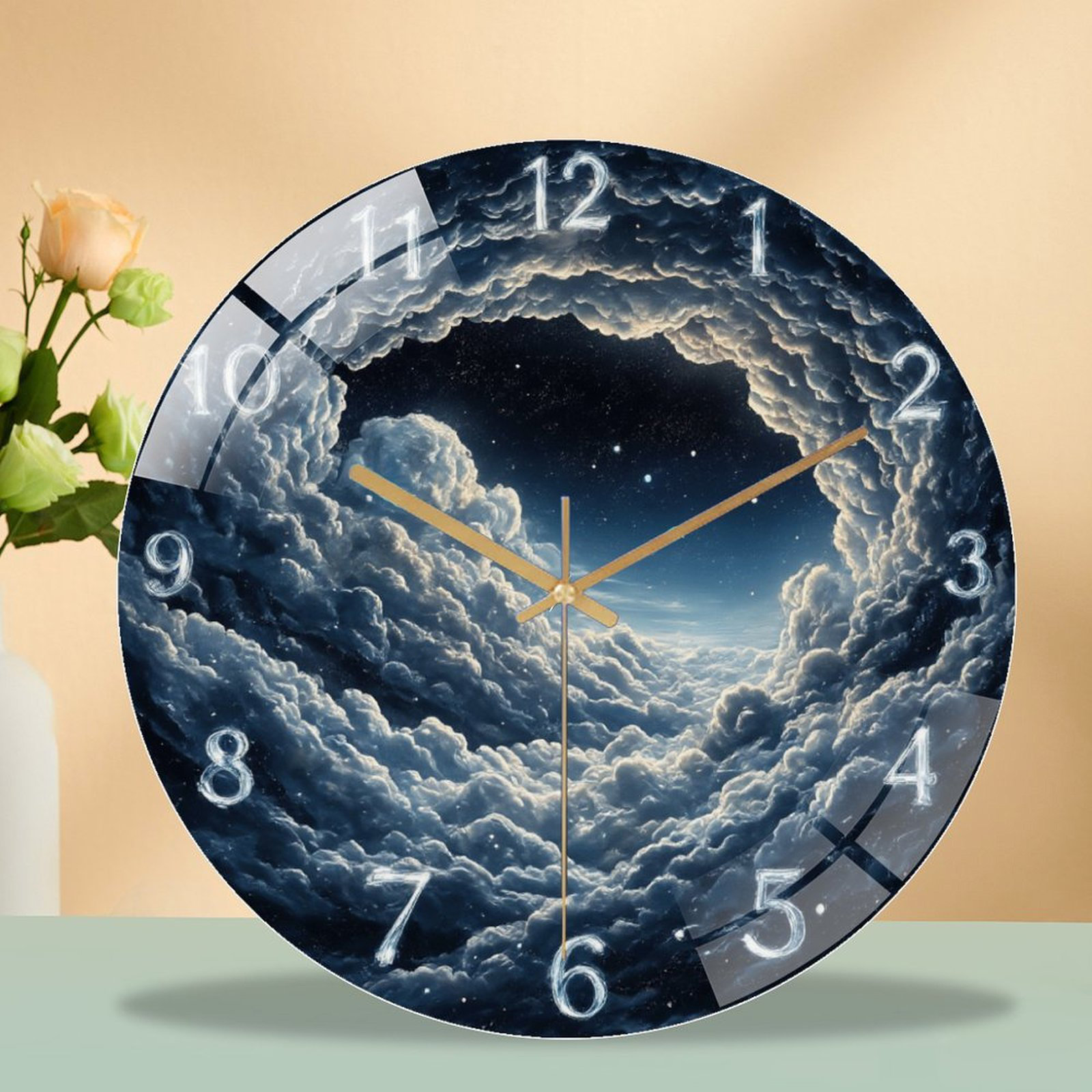 East Urban Home 12" Round Tempered Glass Wall Clock with Silent Quartz ...